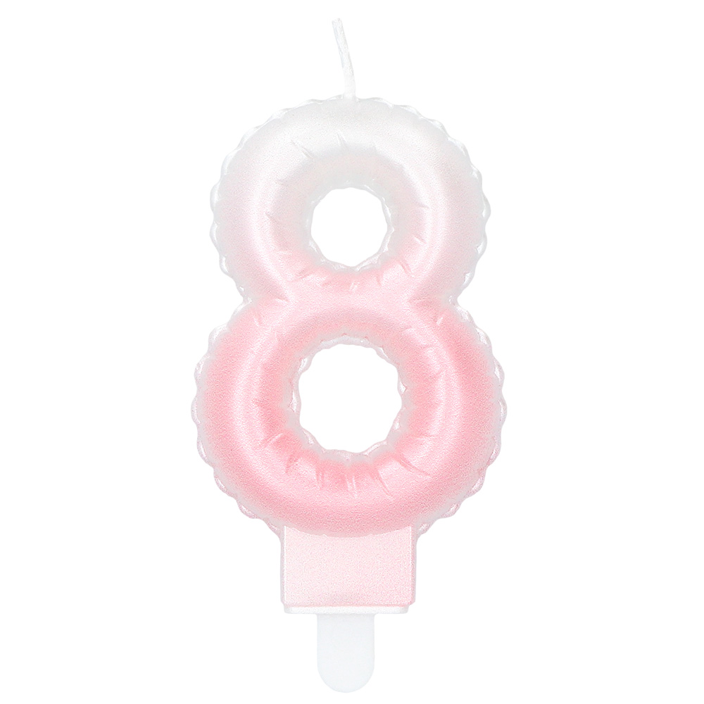 Kaarsje cijfer '8' pastel met houder (4 ass.)