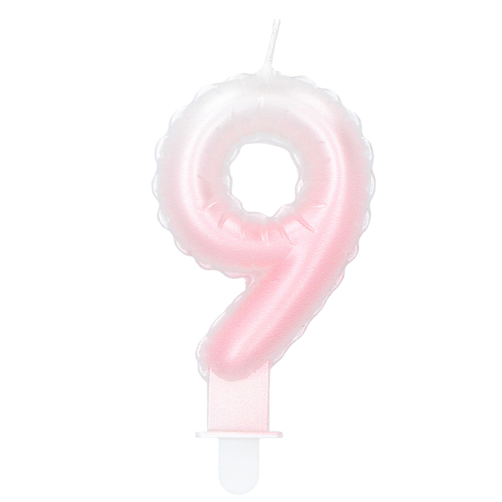 Kaarsje cijfer '9' pastel met houder (4 ass.)