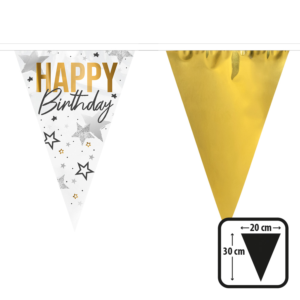 Folievlaggenlijn 'Happy birthday'(30 x 20 cm, 6 m)