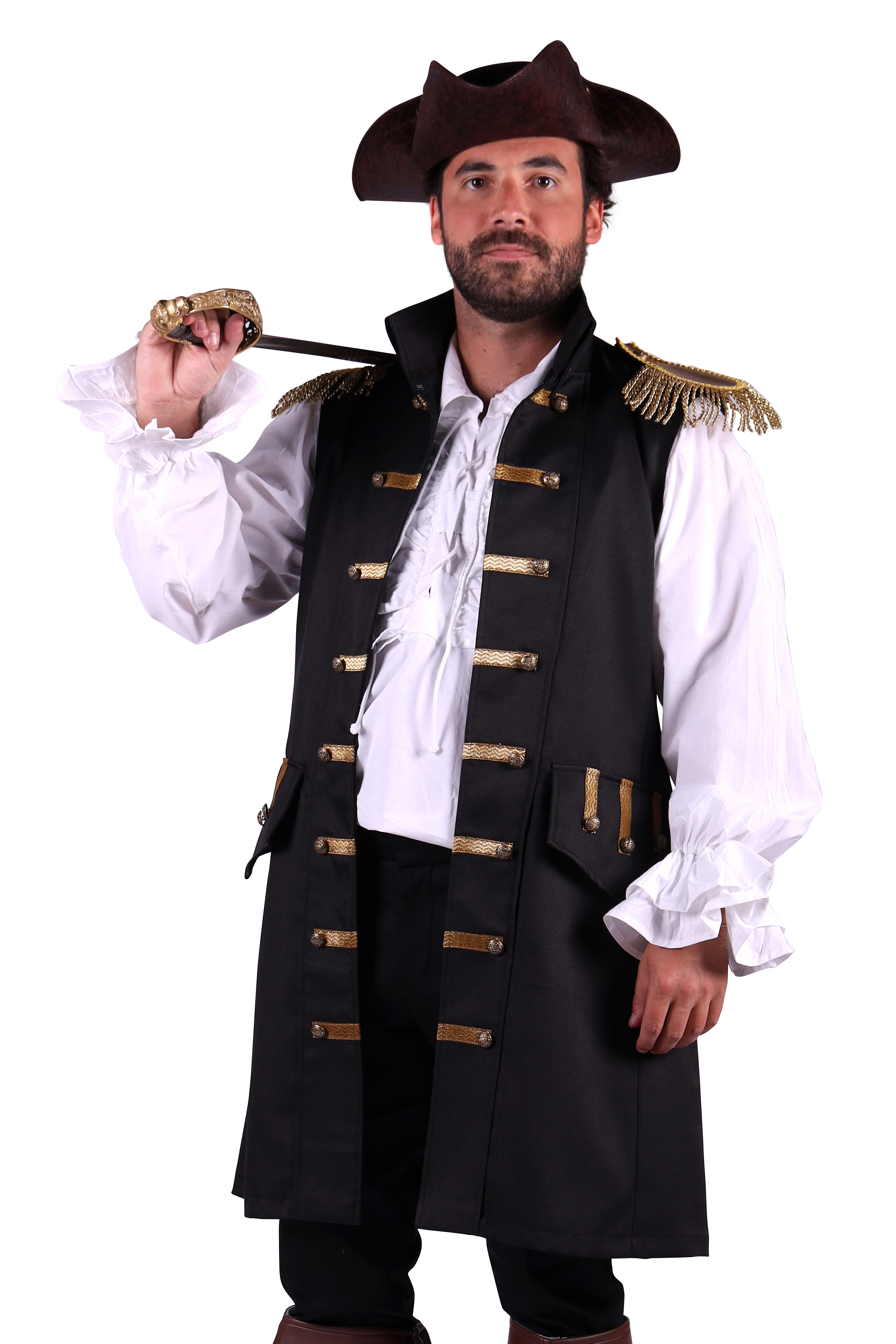 Heren piratenvest zwart