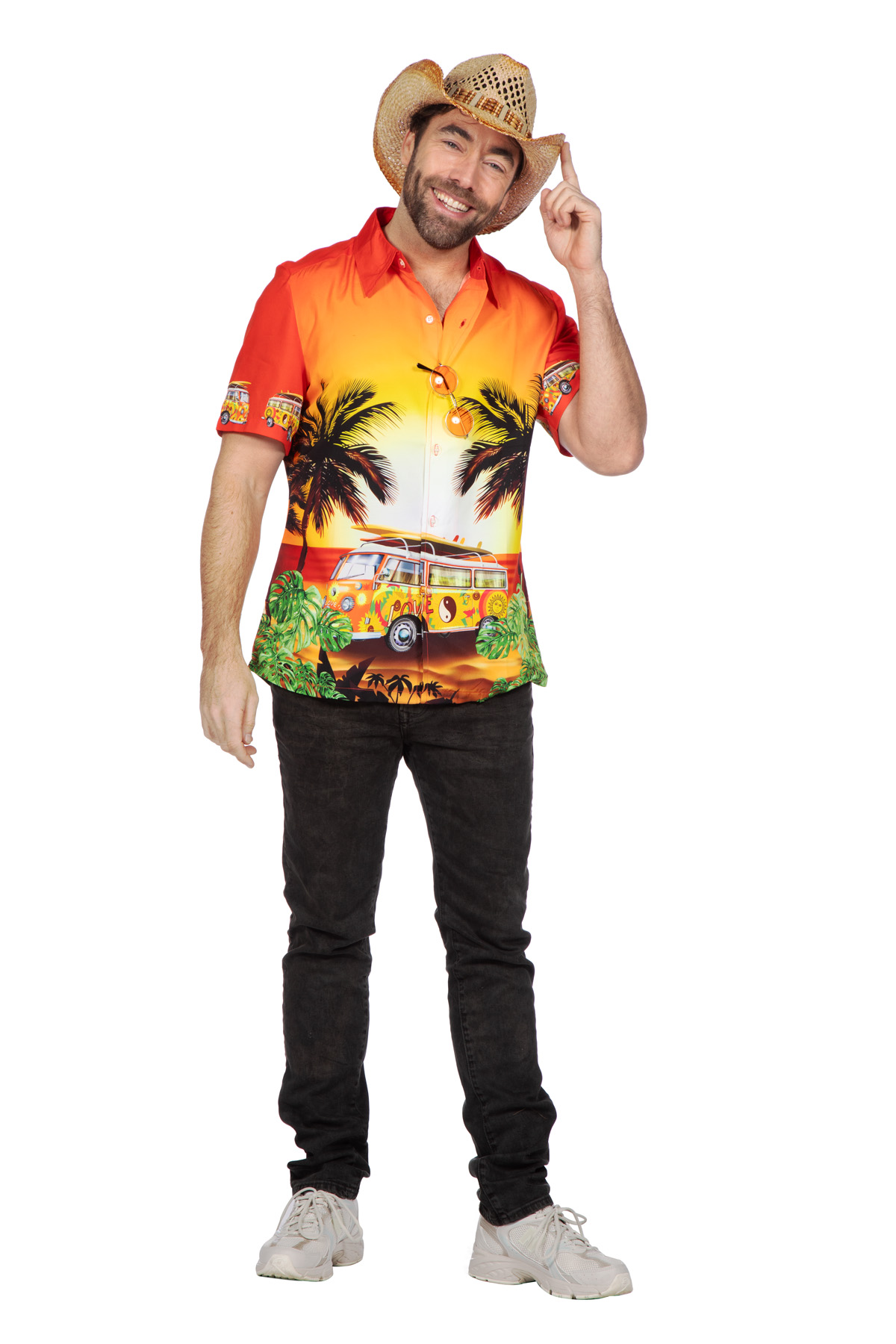 Hawaiishirt hippie busje oranje (V)