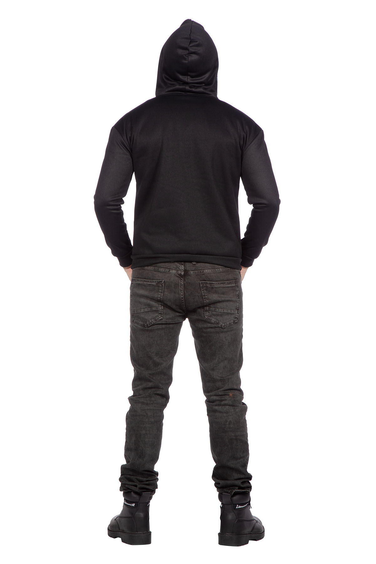 Hoodie met rits skelet strass steentjes