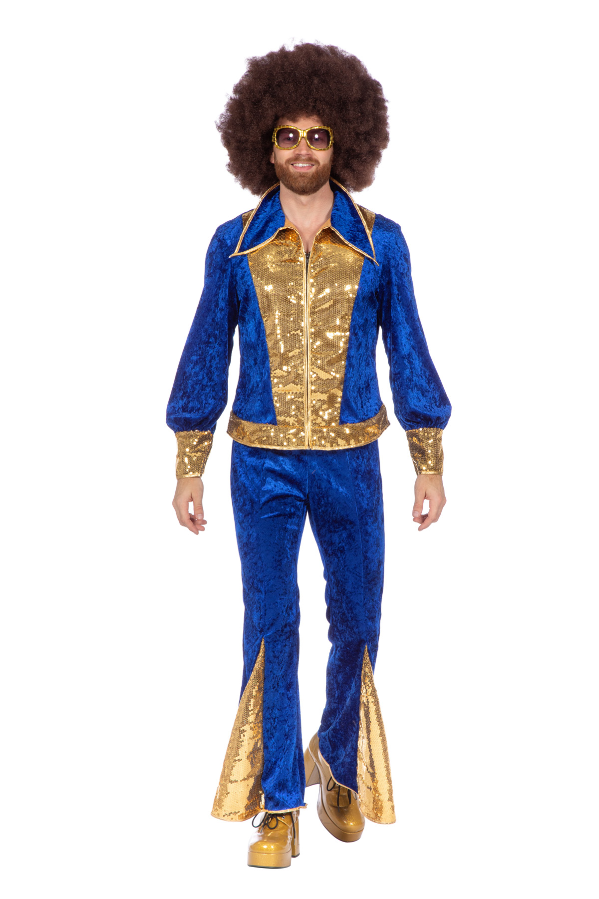 Glitter disco set blauw/goud