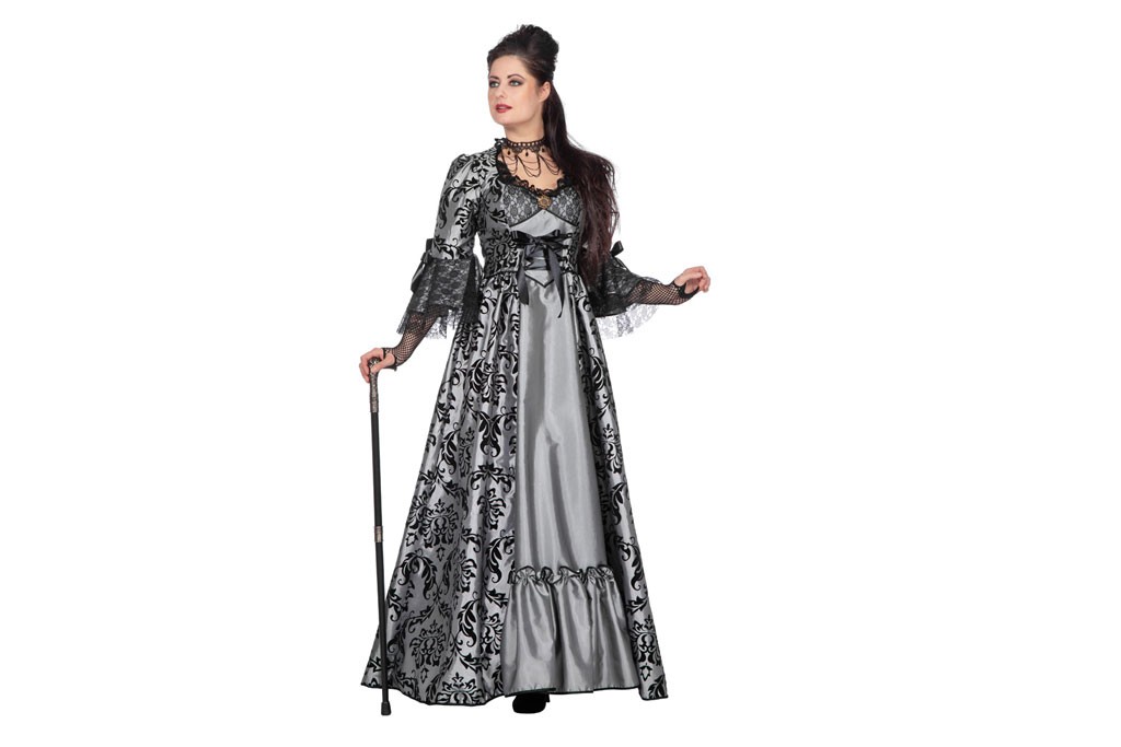 Luxe jurk markiezin grijs/zwart