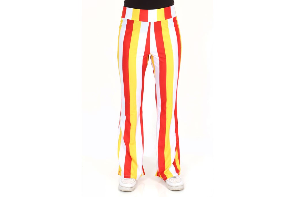 Flared pants rood wit geel