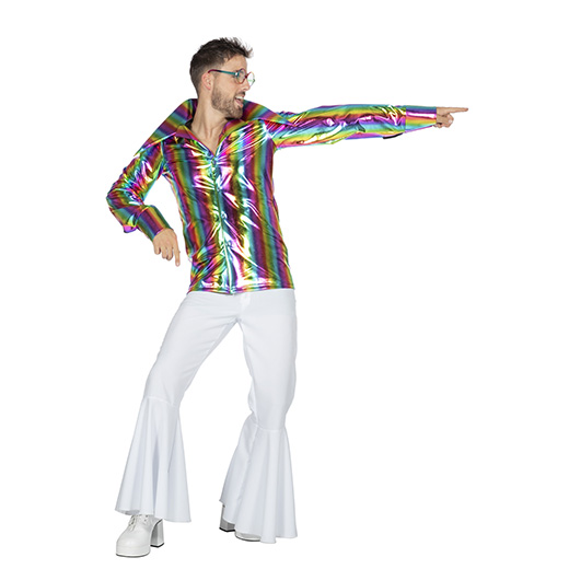 Foute Disco shirt regenboog