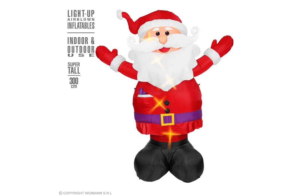 Kerstman opblaasbaar met licht 300 cm.