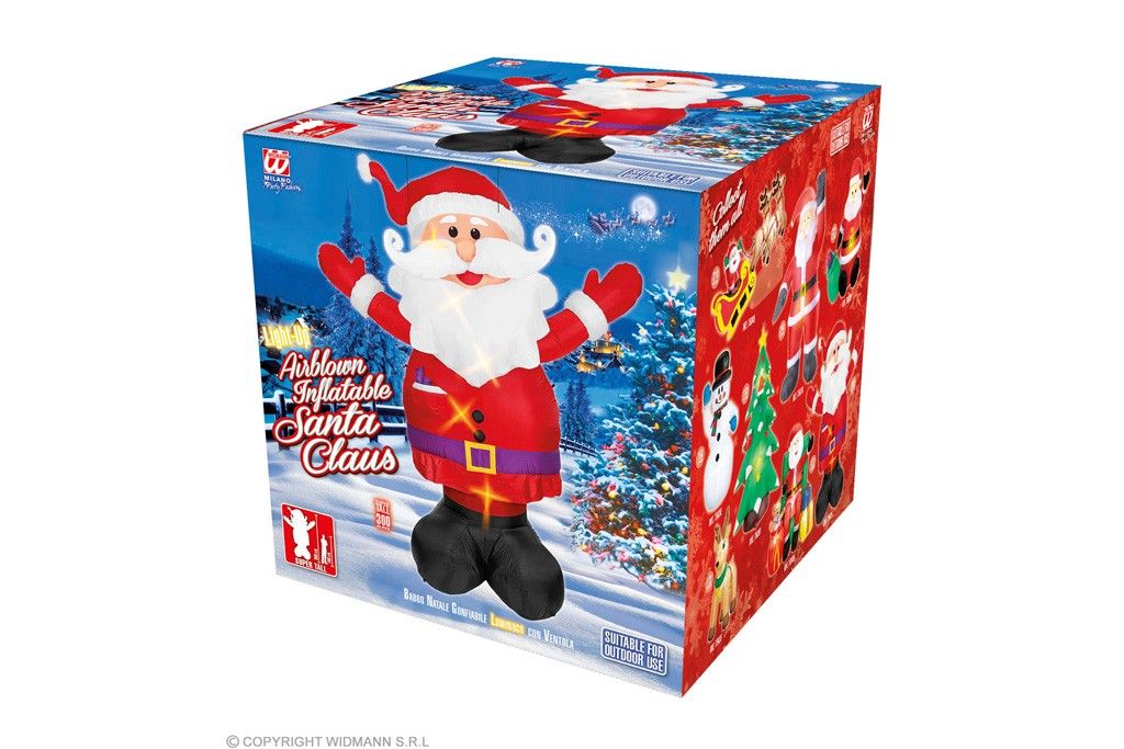 Kerstman opblaasbaar met licht 300 cm.