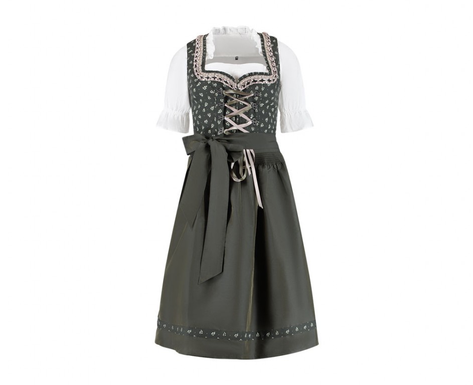 Dirndl jurkje 3-delig bosgroen 100% katoen