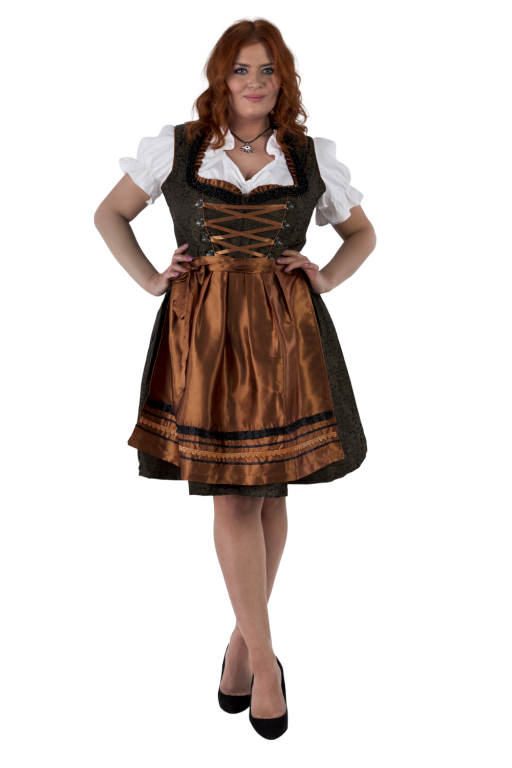 Dirndl 3-delig zwart/brons bloem motief