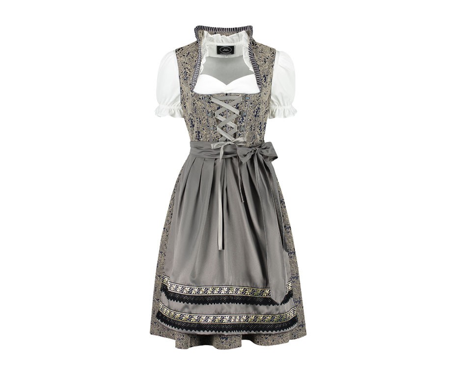 Landhaus Dirndl 3-delig taupe/donkerblauw