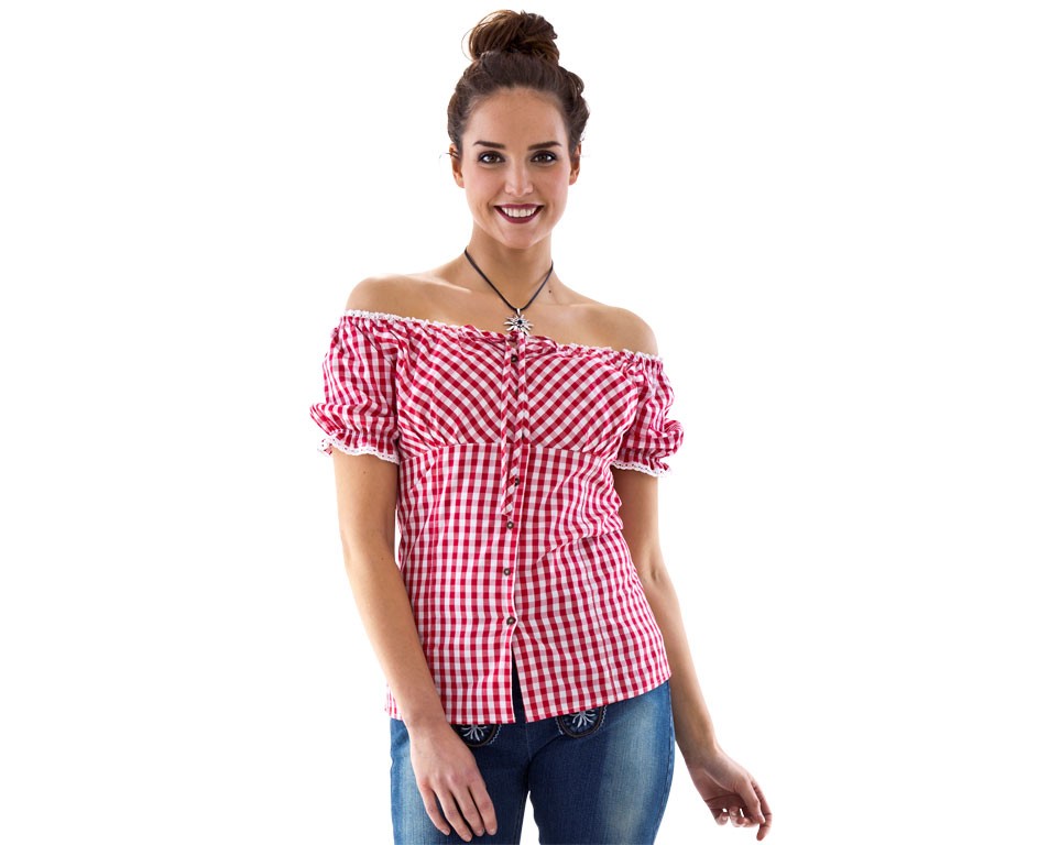 Blouse oktoberfest rood wit dames Carmen