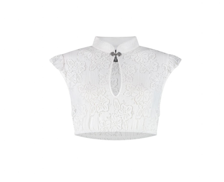 Dirndlblouse Spitze met vleugelmouwtjes en sluitingkje