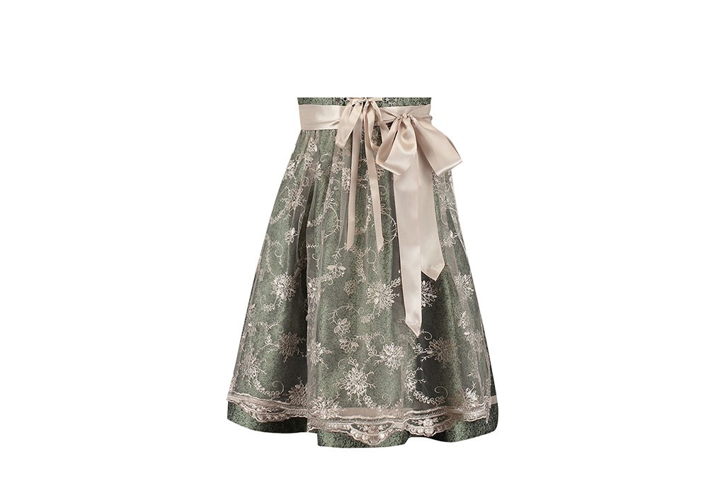 Dirndl jurkje 2-delig luxe jaquard groen-creme