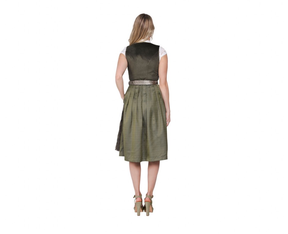 Dirndl jurkje 2-delig Jaquard velours groen