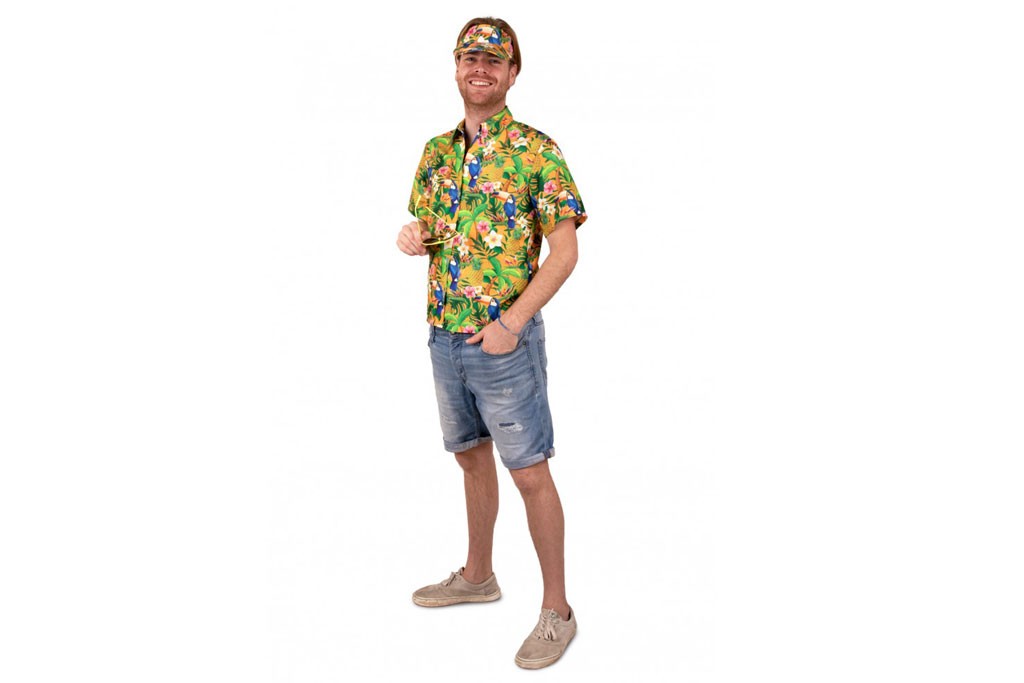 Hawaii shirt met zonneklep verkrijgbaar in 3 kleuren
