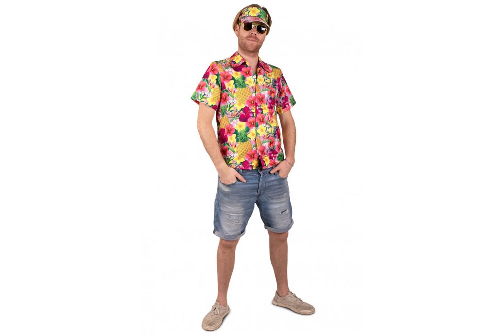 Hawaii shirt met zonneklep verkrijgbaar in 3 kleuren