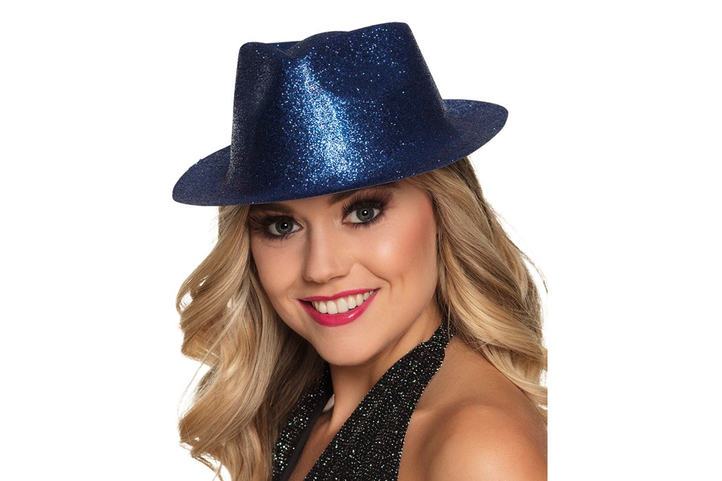 Glitterhoed koningsblauw