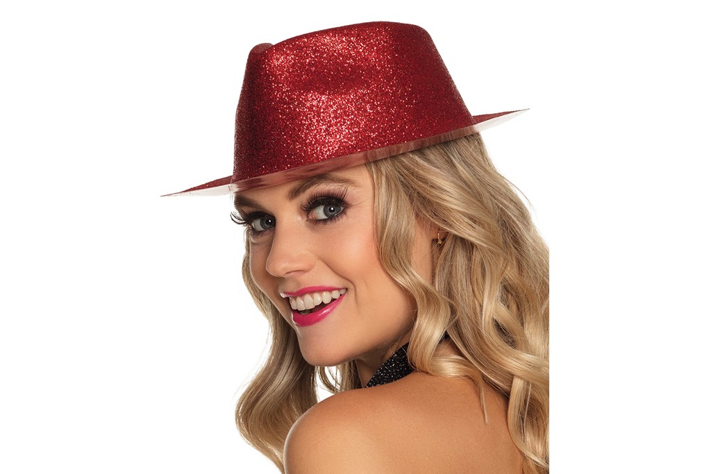 Glitterhoed rood