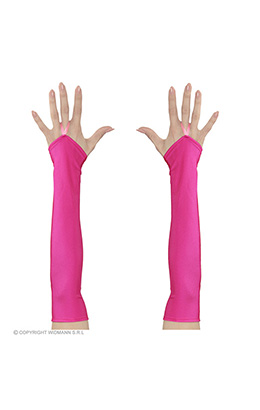 vingerloze handschoenen satijn, neon rose