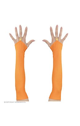 vingerloze handschoenen satijn, neon oranje
