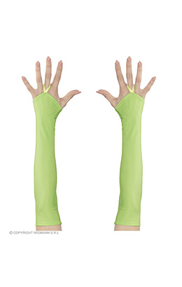 vingerloze handschoenen satijn, neon groen