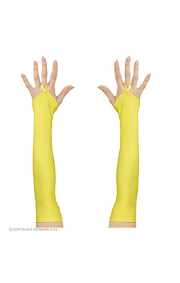 vingerloze handschoenen satijn, neon geel
