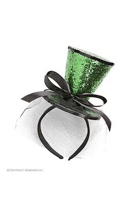 groene mini hoge hoed met sluier
