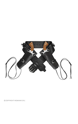 western dubbel holster  met riem lederlook , zwart