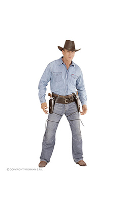 western dubbel holster  met riem lederlook , bruin