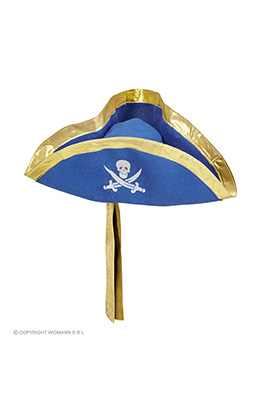 tricorn hoed met hoofdband, blauw