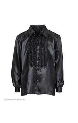 rouchen blouse satijn, zwart