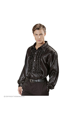 rouchen blouse satijn, zwart