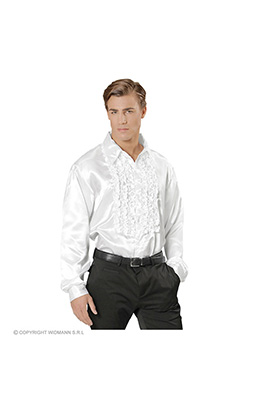 rouchen blouse satijn, wit