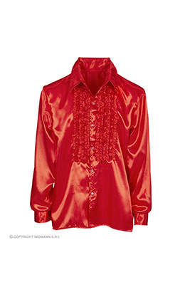 rouchen blouse satijn, rood