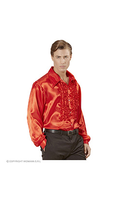 rouchen blouse satijn, rood