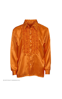 rouchen blouse satijn, oranje