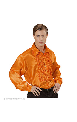 rouchen blouse satijn, oranje