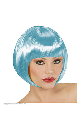 pruik, boblijn azuur blauw