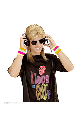 pruik, mullet met bril blond