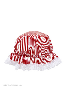 slaapmuts  wit/rood gestreept