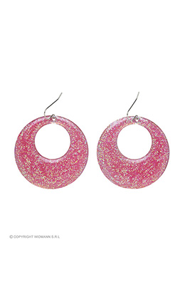 rose glitter oorbellen