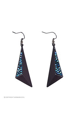 oorbellen saffier en zwart strass
