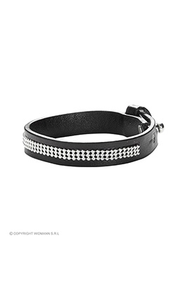 armband zwart leer met nagels