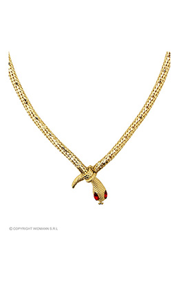 ketting slang van goud met rode steen ogen
