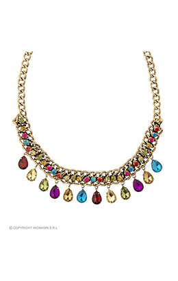 gouden ketting met gekleurde stenen