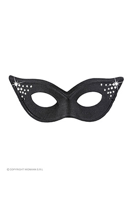 oogmasker kat glamour met strass, zwart