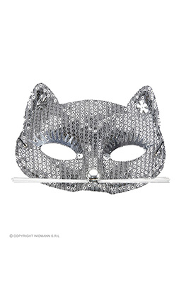 oogmasker kat met zilveren pareltjes