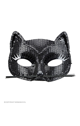 oogmasker kat met zwarte pareltjes