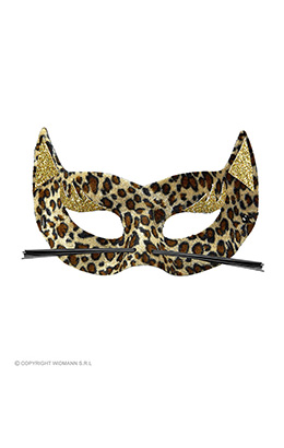 oogmasker fluweel luipaard met gouden glitters